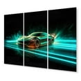 thumbnail image 2 of Designart "Neon Exotic Car in Teal III" Neon Car Metal Wall Art Set, 2 of 5