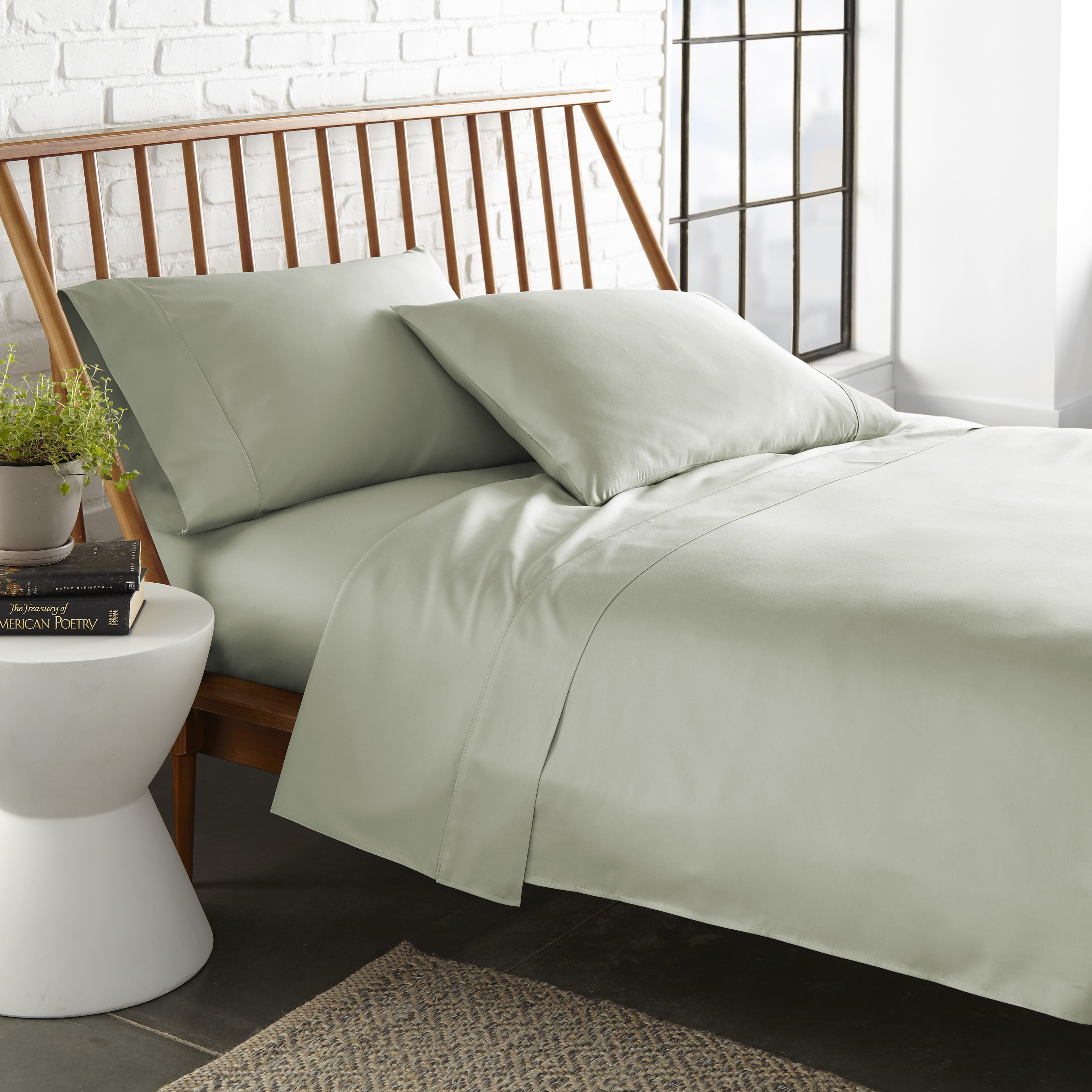 Veratex Sage 500Thread Count Cotton 3Piece Twin Sheet Set Walmart