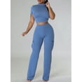 thumbnail image 2 of Women’s Orange Ribbed 2‑Piece Set – Crop Top & High‑Waisted Work Pants, Summer Streetwear, 2 of 9