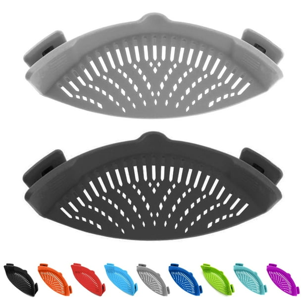 Colador de comida de cocina con clip Qiunizadila, silicona, gris y negro