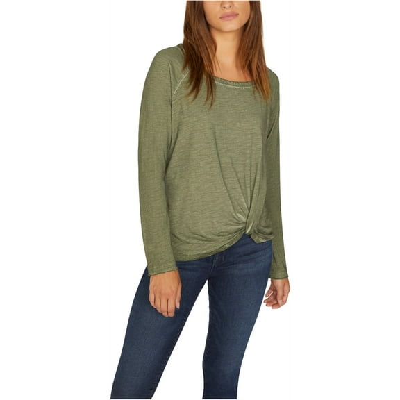 Sanctuary Clothing Womens Side Twist Front Basic T-Shirt, Green, Medium