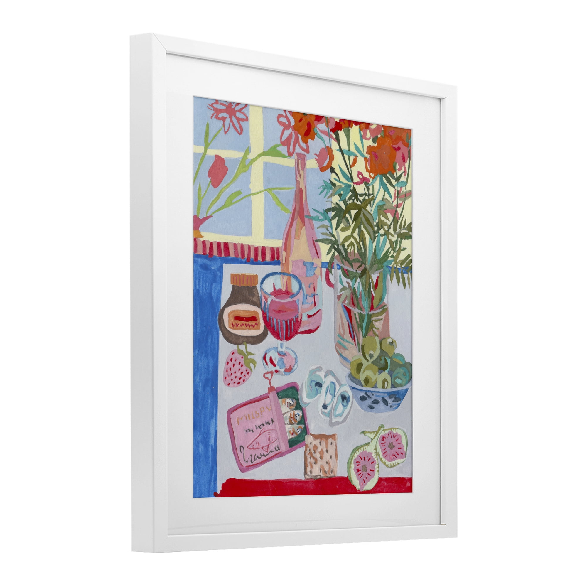Stupell Industries Red & Blue Table Setting White Framed Print Under Glass, design by Melissa Wang