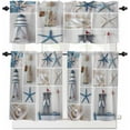 thumbnail image 4 of Kitchen Curtains and Valances Set, 3 Pieces Rod Pocket Tier Curtains Summer Marine Life Starfish Lighthouse Sailboat Small Window Valance Sets Treatment Drapes Ocean Beach, 4 of 6