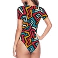 thumbnail image 4 of Haiem Geometry Women's Crew Neck Short Sleeve Bodysuit Tops Stretchy Slim Basic-XX-Large, 4 of 9