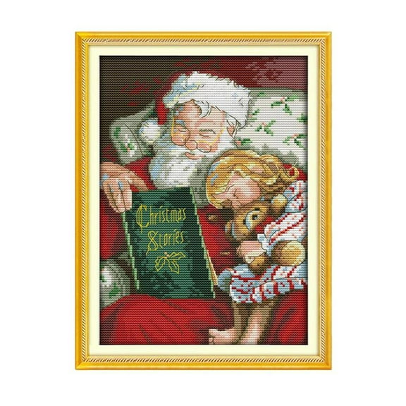 yotijay Stamped Cross Stitch Kits Cross-Stitching Pre-Printed Pattern - Christmas Santa