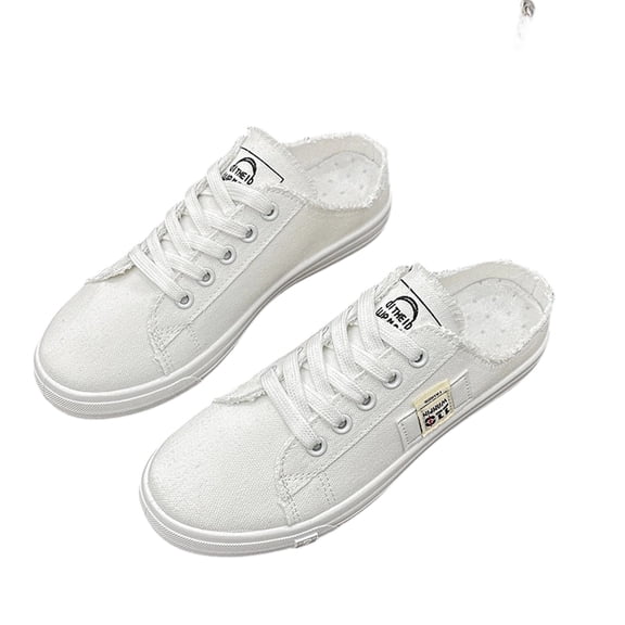 Canvas Slip On Shoes Womens White Black Fashion Sneakers Loafers Shoes White 36