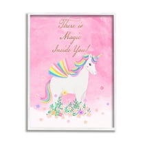 Stupell Industries Magic Inside You Unicorn Fairy Tales & Fantasy Painting White Framed Art Print Wall Art, 11 x 14
