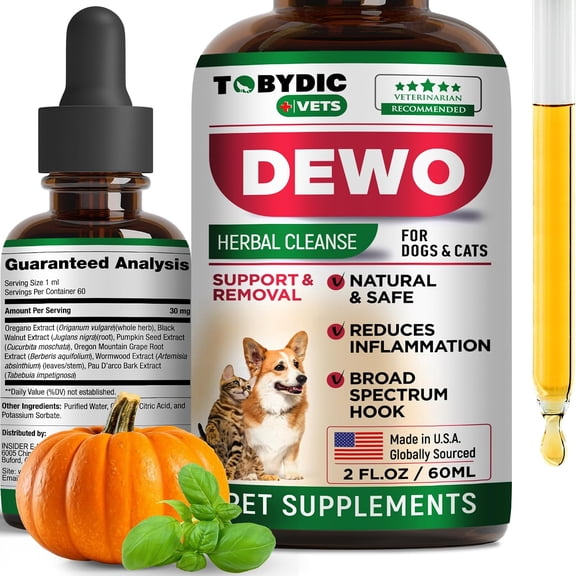 Tobydic Herbal Digestive Support Liquid for Dogs & Cats - Intestinal Wellness Drops with Natural Botanicals, Immune & Gut Balance Formula