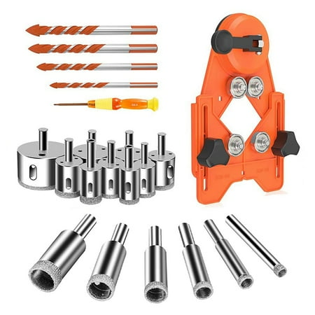 

21Pcs Diamond Set Diamond Drill Bits 6-50mm Tile Set with Adjustable Guidance Fixture Orange