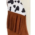 thumbnail image 6 of Mufeng Kids Halloween Cowboy Cowgirl Vest Boys Girls Sleeveless Cow Print Fringed Waistcoat Brown 14, 6 of 7
