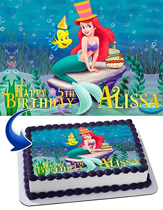 The Little Mermaid Birthday Cake Personalized Cake Toppers Edible