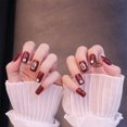 thumbnail image 4 of Uñas postizas HUOGUO Red Diamonds de larga duración, 24 unidades con pegamento, 4 of 5