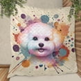 thumbnail image 3 of Bichon Frise Portrait Watercolor Vintage Retro Styles Quilt Blanket Bichons Dog Lovers Gifts Idea Cozy Comforter Throw Blanket - 00001, 3 of 5
