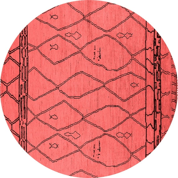 Ahgly Company Indoor Round Solid Red Modern Area Rugs, 7' Round