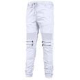 thumbnail image 2 of J. METHOD Men’s Jogger Pants Casual Moto Biker Zipper Slim Fit French Terry Fleece Tapered Leg Elastic Waist NEMP20 White XL, 2 of 6