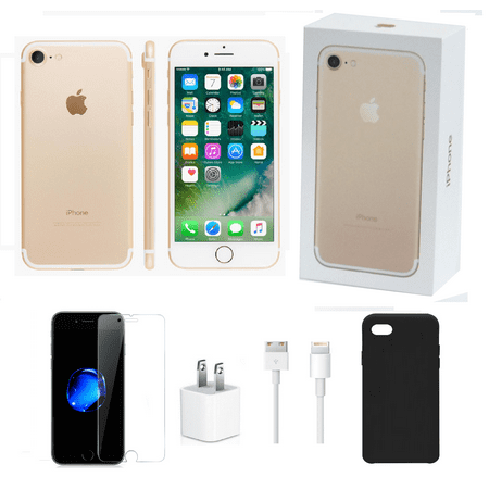 Open Box | Apple iPhone 7 | 128GB Gold | Unlocked Bundle: Tempered Glass & Case and Charger