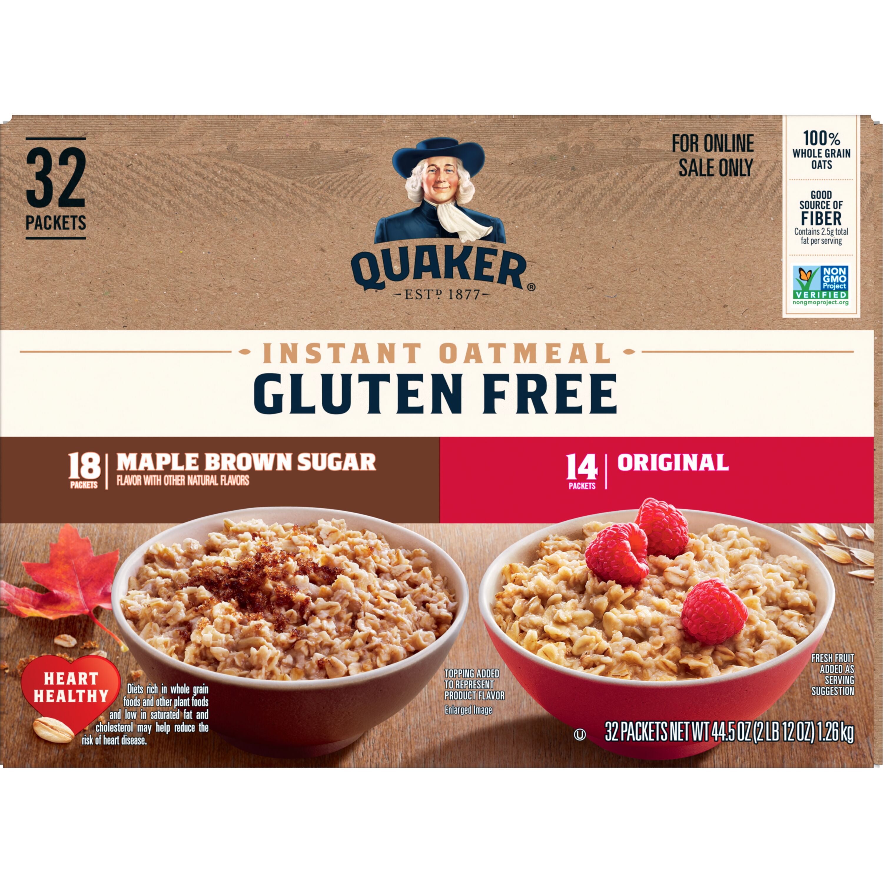 Quaker Instant Oatmeal Gluten Free Variety Pack 44.5 oz, 32 Count