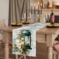 thumbnail image 2 of Vintage Oil Light Table Runner, Spring Flowers Leaves Candles Country Washable Cotton Linen Table Runners 108 Inches Long, Dresser Scarf Runner for Dining/Living Room/Kitchen/Square Tables 13''x108'', 2 of 9
