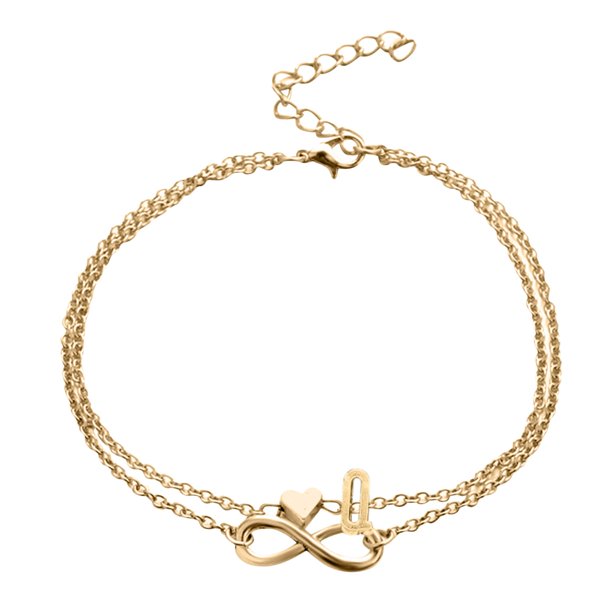 Corazón Anklet Capa Pulseras Mujer Letras Cadena Doble Inicial 26 Carta para las mujeres Anklet Anklet Joyería Anklet Pie Corazón