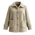 thumbnail image 6 of Miluxas Women's Fall Winter Coats Lapel Collar Fleece Sherpa Jackets Daily Long Sleeve Coats with Pockets White XL(XL), 6 of 7