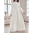 thumbnail image 5 of White Eyelet Lace Maxi Dress With High Neck And Puff Sleeves, 5 of 30