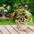 thumbnail image 6 of Luxcidy Faux Flowers with Vase, Artificial Silk Flowers in Ceramic Vase, Fake Flower Arrangement for Home Office Kitchen Bathroom Coffee Dining Table Centerpiece Decor (Green), 6 of 6