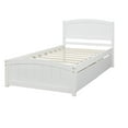 thumbnail image 2 of Irene Inevent Bed Frame Wooden Mattress Foundation 2 Storage Drawers Headboard Platform Bed for Bedroom, White, 2 of 9