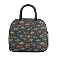 thumbnail image 2 of Womens Black Cartoon Dinosaurs Infos Pattern Lunch Box for Work,Insulated Lunch Bag for Women,Loncheras Para Mujer,Leakproof Adult Lunch Bag for Work,Beach,Travel,Picnic,Camping, 2 of 7