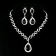 thumbnail image 4 of Juwaliy Women Bridal Wedding Jewelry Set Teardrop Crystal Necklace Earrings for Bride Bridesmaid Party Prom Gifts Black, 4 of 5
