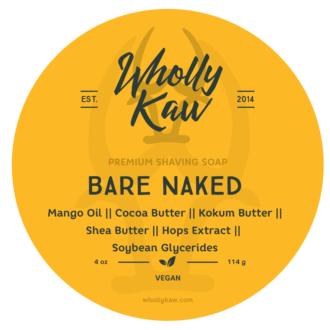Bare Naked Unscented Shaving Soap, Tallow/Vegan.Vegan or Tallow:Vegan