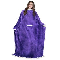 Tirrinia Microplush Sherpa Blanket with Sleeves for Women and Men, 3.19 lb, Breathable, Purple