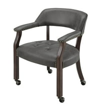 JESONVID Dining Chair with Casters, Captain's Chairs with Rollers Dinette Sets Poker Chairs with Wheels Kitchen Table Rolling Chairs High Back Chair On Caster(Grey 1533GY)