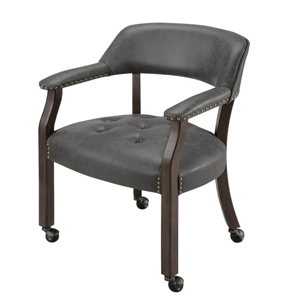 JESONVID Dining Chair with Casters, Captain's Chairs with Rollers Dinette Sets Poker Chairs with Wheels Kitchen Table Rolling Chairs High Back Chair On Caster(Grey 1533GY)