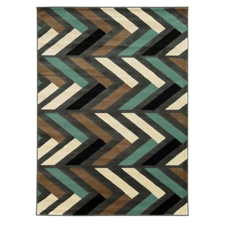 

Roma Herringbone Grey And Turquoise 5X7