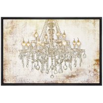 wall26 Framed Canvas Print Wall Art Crystal Chandelier on Grunge Background Decorative Lights Digital Art Modern Art Chic Relax/Calm Multicolor for Living Room, Bedroom, Office - 16"x24" Bl