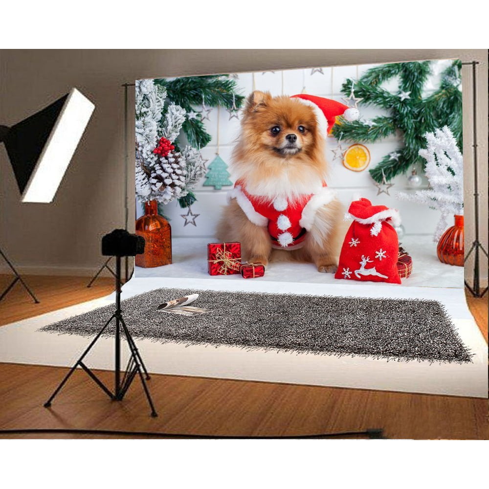 HelloDecor Polyester Fabric Christmas Backdrop 7x5ft Photography