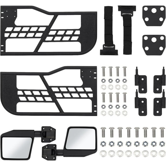 Mescukay Off-Road Tubular Doors Compatible with Wrangler JK 2007-2018 (2-Door Only) - Set of 2 Half Tube Doors for Offroad Trail Adventure