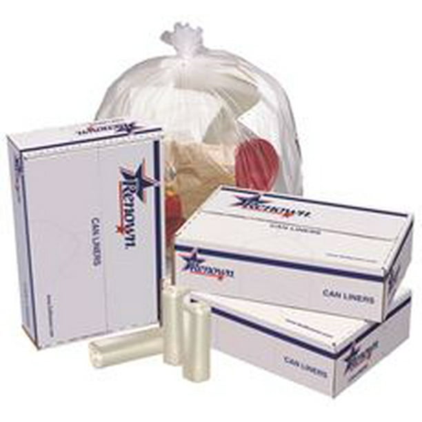 Renown Trash Can Liners, Natural, 24X24, 6Mic, 50 Liners Per Roll, 20