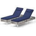 thumbnail image 1 of Gymax Ensemble de 2 Chaises Longues de Patio avec Dossier Réglable à 6 Niveaux, Coussin Amovible, 1 of 6
