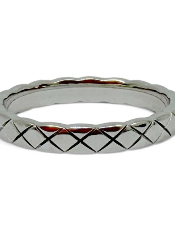 Pre-Owned CHANEL Coco Crush Ring Mini Model 18KWG #58 J11793 Matelassé Women's Men's