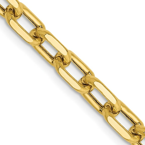 14K Yellow Gold Cable Chain Styles Necklace 18 inch 4.9 mm Semi-Solid Diamond-cut Open Link with Lobster Clasp