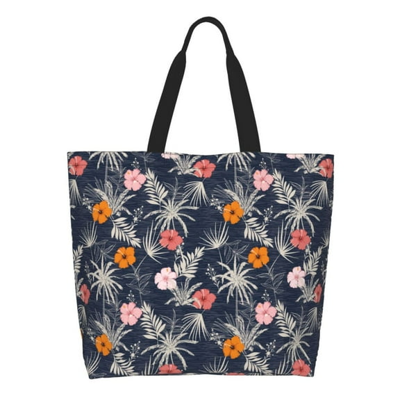 Honeii Hawaiian Style Print Tote Bag for Women, Foldable Tote Bag Large Shoulder Bag Top Handle Handbag for Travel, Work