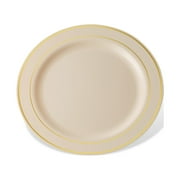 Host & Porter Gold Rim Plastic Dessert Plates, 6", 10 Count