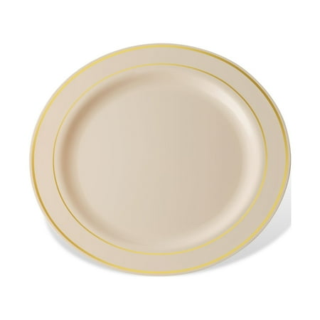 Host & Porter Gold Rim Plastic Dessert Plates, 6", 10 Count