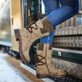 thumbnail image 2 of Bottes d'Hiver en Faux Cuir pour Femmes, Bottines à Lacets à Talon Bas, 2 of 8