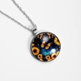 thumbnail image 4 of Starry Sky Sunflower Butterfly Elegant Glass Circular Pendant Necklace - Handcrafted Jewelry for Women, 4 of 5