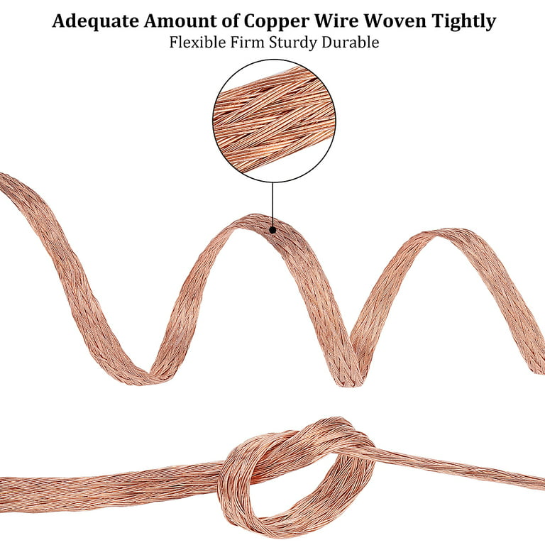 8mx3mm Braided Tinned Copper Wire Flat Flexible Grounding Lead Wire for  Grounding and Reducing Noise 0.8mm Thick