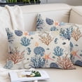 thumbnail image 2 of Blue Coastal Throw Pillow Covers, Summer Beach Coral Shell Starfish Vintage Soft Breathable Pillow Cases with Invisible Zipper for Sleeping, Toddler Pillowcases for Couch Bed Sofa Chair 12x20 Inches, 2 of 9