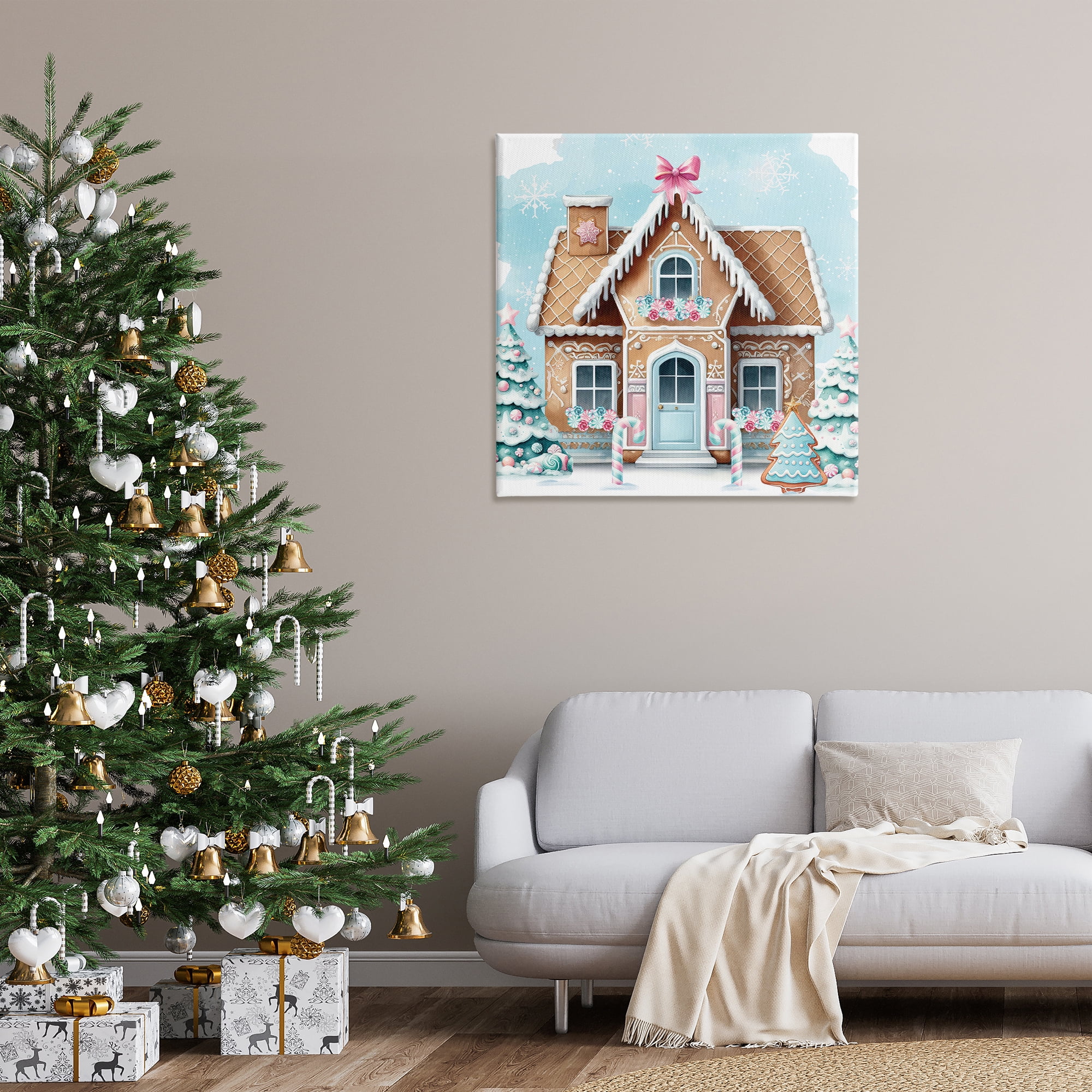 Stupell Industries Fancy Gingerbread House Holiday Painting Gallery Wrapped Canvas Art Prints Wall Art, 36 x 36