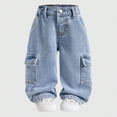 thumbnail image 6 of SOFTCCLO Boys Jeans High Street Wide Leg Flared Loose Casual Denim Pants for Boys Relaxed Size 3-4Y, 6 of 9